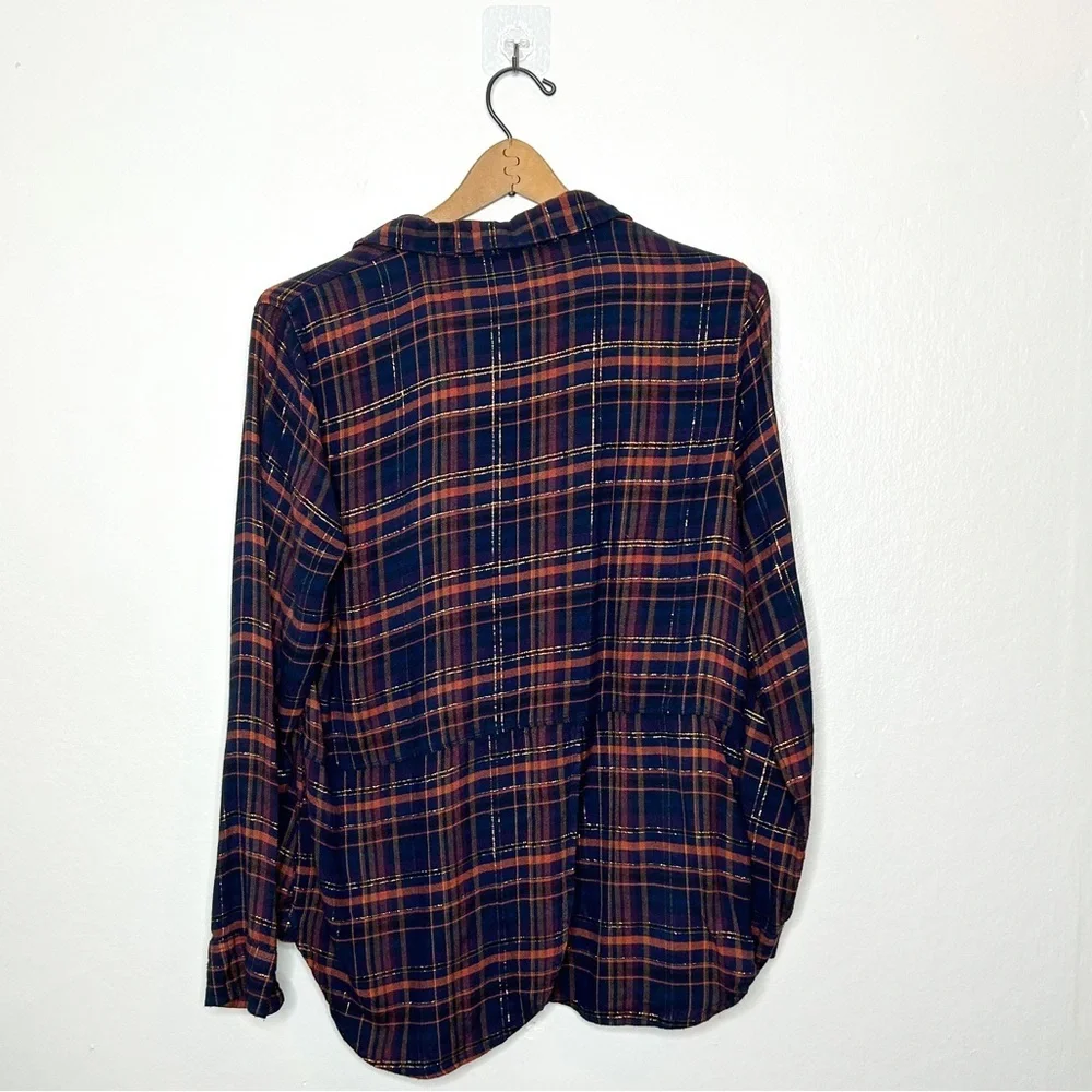 Lucky Brand Long Sleeve‎ Metallic Plaid Button Down Shirt Medium M